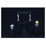 Sterling Silver Citrine Earrings, Sterling Silver