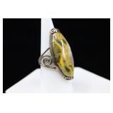 Sterling Silver & Bumblebee Jasper Long Ring