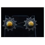 Sterling Silver & Bumblebee Jasper Sun Earrings