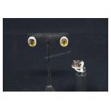 Sterling Silver Smoky Topaz Ring And Smoky Citrine