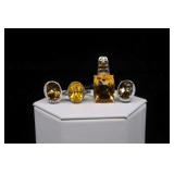 Sterling Silver & Citrine Earrings, Ring And Penda