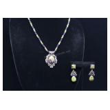 Sterling Silver & Purple Stichtite In Green Serpen