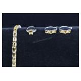 Sterling Silver Citrine Ring, Bracelet, And Hoop E