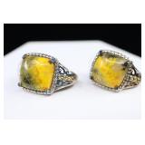 Sterling Silver Bumblebee Jasper Earrings, 925