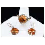 Sterling Silver & Copper Turquoise Ring & Earrings