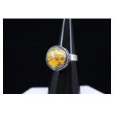 Sterling Silver & Bumblebee Jasper Ring Sz 6.75