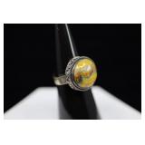 Sterling Silver & Bumblebee Jasper Ring, Sz 6