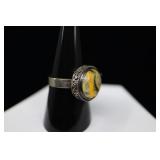 Sterling Silver & Bumblebee Jasper Ring,sz 9