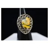 Sterling Silver & Bumblebee Jasper Ring, 925, Sz 7