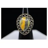 Sterling Silver & Bumblebee Jasper Ring, 925, Sz 6