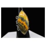 Sterling Silver & Bumblebee Jasper Ring, Sz 6.75
