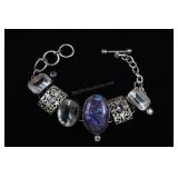 Sterling Silver &  Purple Turquoise Bracelet