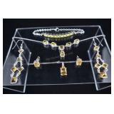 Sterling Silver & Citrine Earrings And Bracelet Se