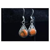 Sterling Silver, Copper Turquoise Earrings