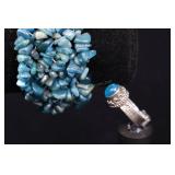 Sterling Silver & Blue Fluorite Ring And Chip Brac