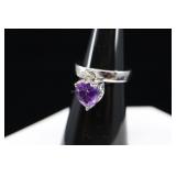 Sterling Silver Amethyst Ring, 925, Sz. 6