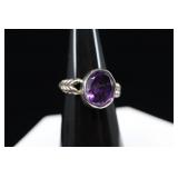 Sterling Silver Amethyst Ring, 925, Sz. 6