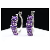 Sterling Silver & Rhodolite Garnet Ring And Amethy