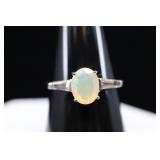 Sterling Silver & Opal Ring, 925 App, Sz 9.5