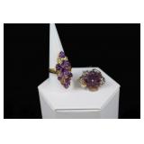 Gold Over Sterling Silver & Amethyst Rings, Approx