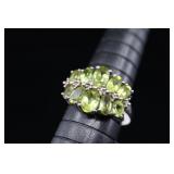 Sterling Silver Peridot Ring, 925, Sz. 6.75