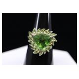 Sterling Silver Peridot Ring, 925, Sz. 6.75