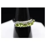Sterling Silver & Peridot Ring, Sz. 8