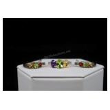 Sterling Silver Multi-gemstone Earrings And Ring,