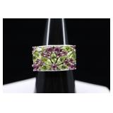 Sterling Silver Peridot Ring With Rhodolite Garnet