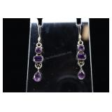 Sterling Silver & Amethyst Earrings,