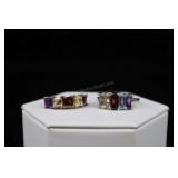 Pair Of Sterling Silver Multi-gemstone Rings, 925