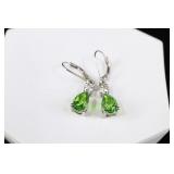 Sterling Silver Peridot Earrings,