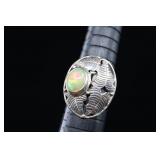 Sterling Silver & Opal Ring, 925, Sz. 6