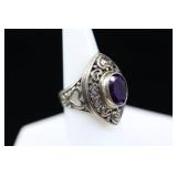 Sterling Silver Amythest Ring, 925, Sz. 5.25