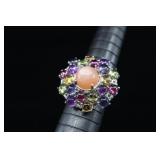 Sterling Silver Multi-gemstone Ring, 925, Sz. 7