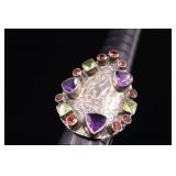 Sterling Silver Multi-gemstone Ring,sz. 6.