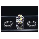 Sterling Silver & Purple Stichtite In Green Serpen