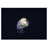 Sterling Silver & Purple Stichtite In Green Serpen