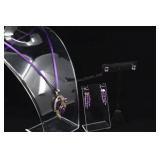 Sterling Silver & Amethyst Earrings And Pendant On