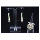 Sterling Silver & Opal Ring And Beaded Earrings, 9