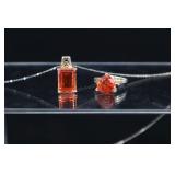 Sterling Silver & Orange Spessartite Ring And Pend