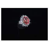 Sterling Silver Pink Topaz & Zirconia Ring, 925 Ap