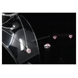 Sterling Silver & Pink Kunzite Ring, Heart Earring