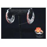 Sterling Silver & Orange Spessartite Ring, 925, An