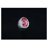 Sterling Silver & Red Topaz Ring, Bali, 925 Approx