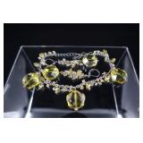 Yellow Beaded Earrings And Bracelet Set