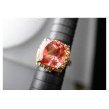 Sterling Silver & Red Topaz Ring, Sz. 6.75
