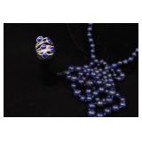 Sterling Silver & Lapis Lazuli Ring, 925, And Bead