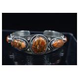 Orange Copper Turquoise & Sterling Silver Cuff Bra