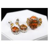 Orange Copper Turquoise & Sterling Silver Ring, Ea